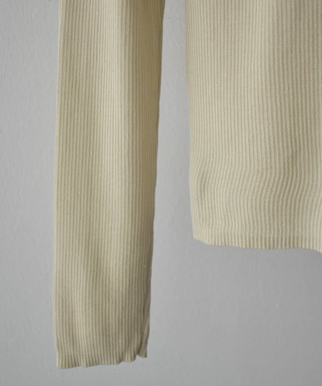 knit-02316　スキッパーリブ ニット　エクリュ　モカグレージュ　ブラック
