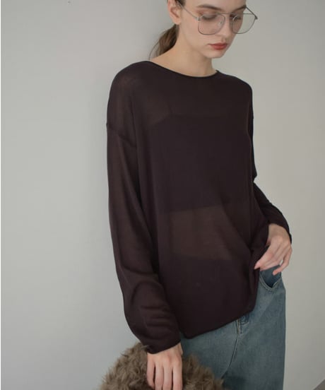 knit-02334　ルーズ シアーニット　ブラウン　ネイビー