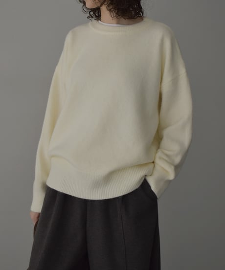 knit-02360　クルーネック ニット プルオーバー　オフホワイト　グレー