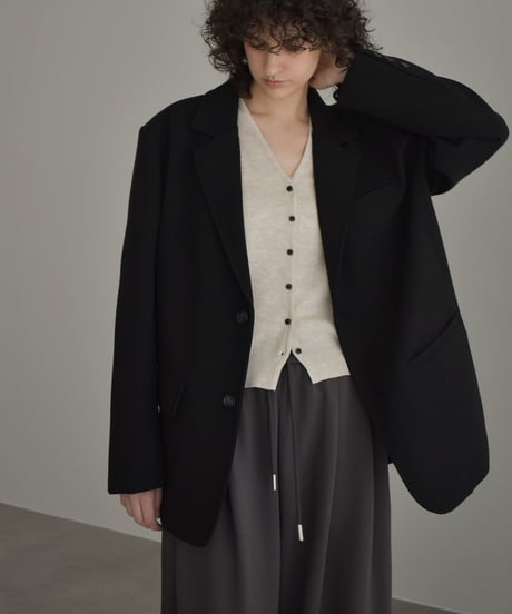 knit-02373　スカーフセット Vネック ニット カーディガン　ベージュ　ブルー　グレー　ブラック