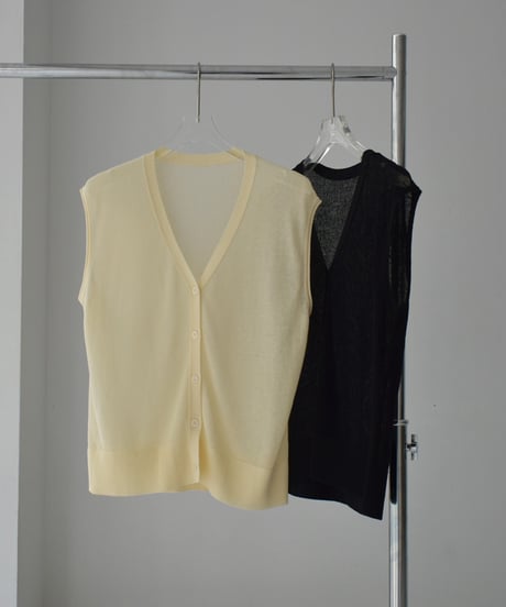 knit-02274　シアー サマーニット ベスト　アイボリー　ブラック
