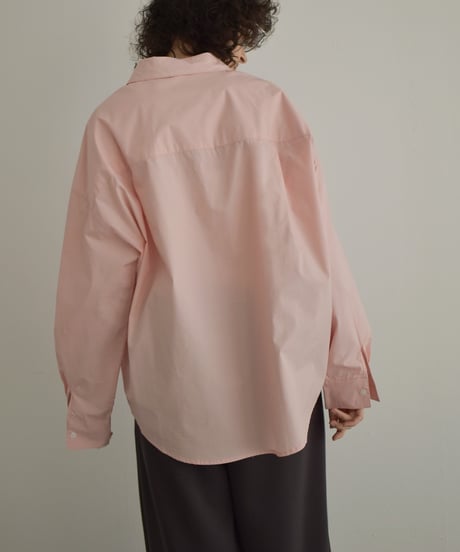 tops-02583　オーバーサイズ レギュラーシャツ　ホワイト　ピンク