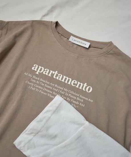 nh-kidstops-02001　キッズ クルーネック テキストＴシャツ　ホワイト　モカ