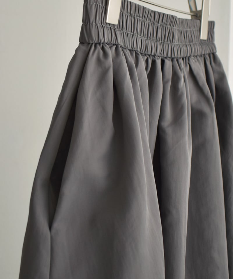 bottoms-02226 ナイロン ギャザー ボリューム スカート グレージュ
