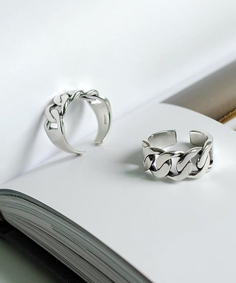mb-ring2-02038　SV925　チェーンデザインリング　幅10mm　シルバー925