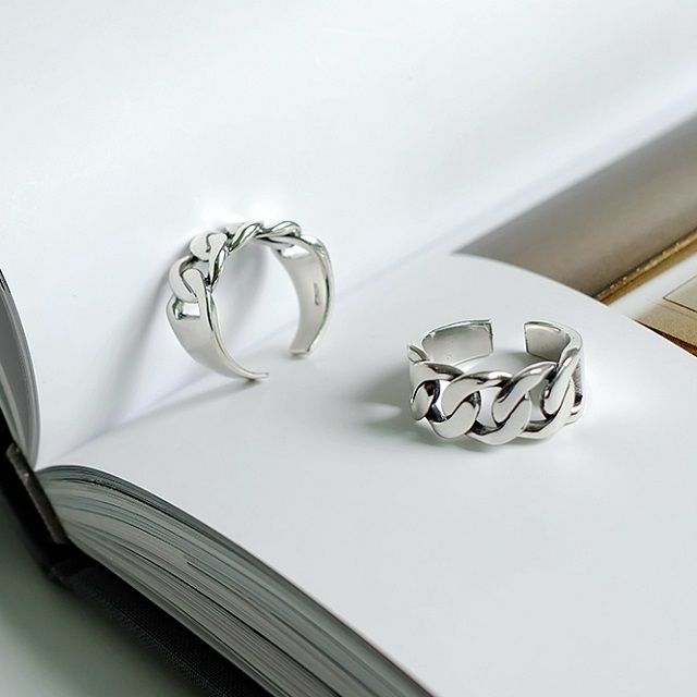 mb-ring2-02038 SV925 チェーンデザインリング 幅10mm シルバー925