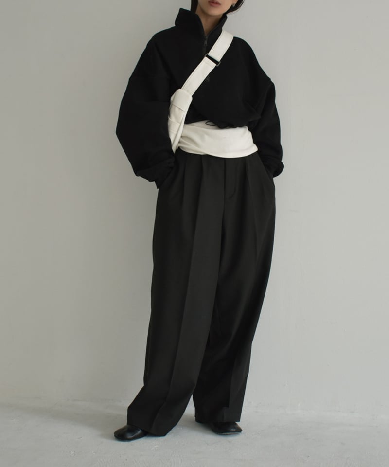 tops-02450 裏起毛クロップドハーフジップスウェット グレー tops-02450 裏起毛クロップドハーフジップスウェット グレー