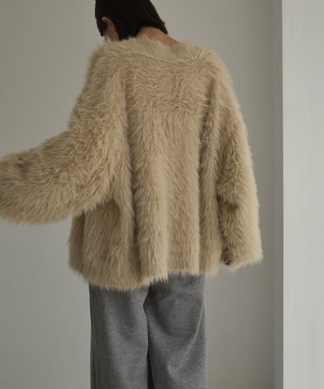 knit-07001 　シャギー ボリューム ニット カーディガン