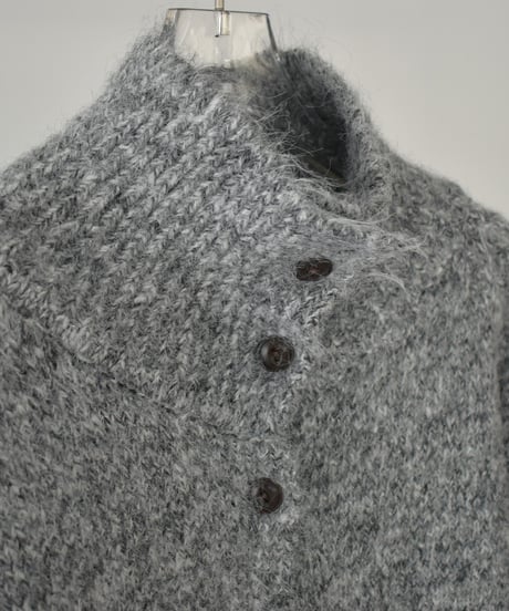 knit-02364　2wayカラー ニット トップス　ベージュ　グレー
