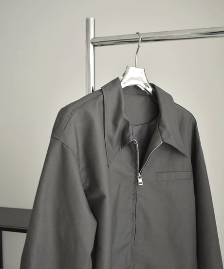 outer-02064　 ジップ ショート ジャケット　グレー　ブラック