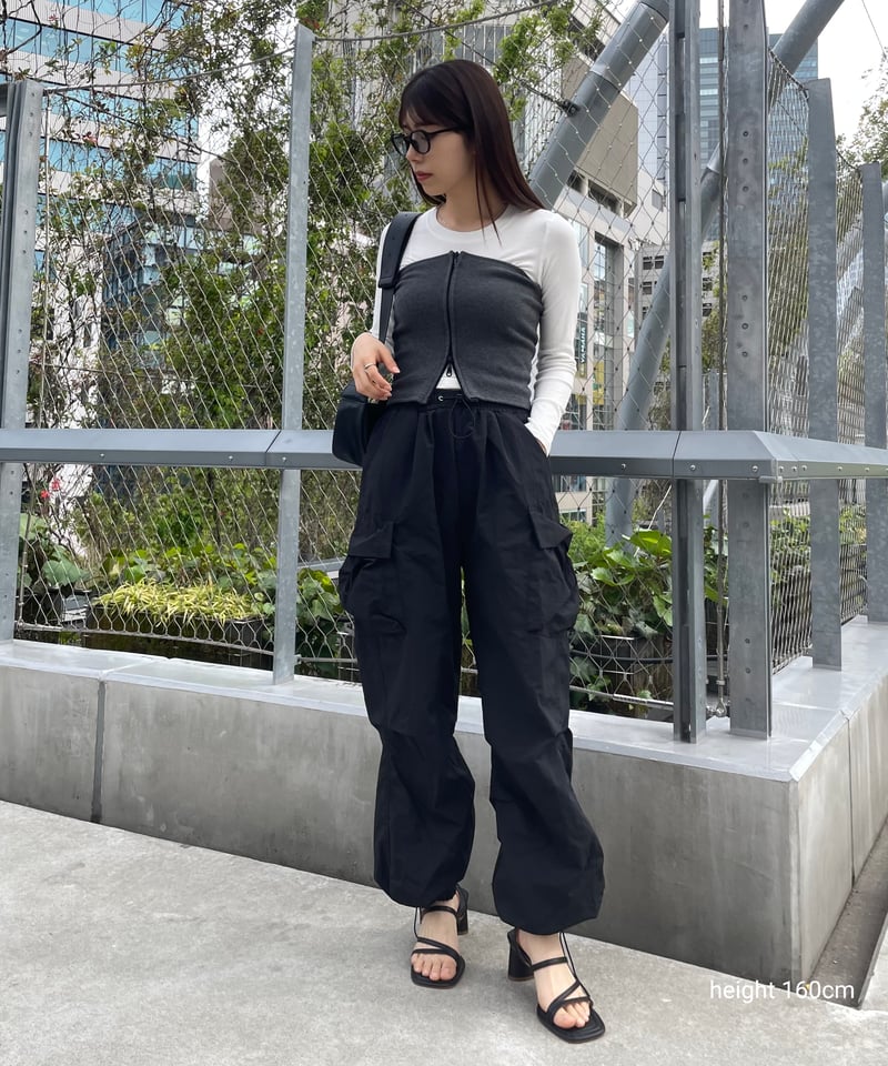 nh-knit-02267 ジップニット ビスチェ チャコール | L a v i s h G