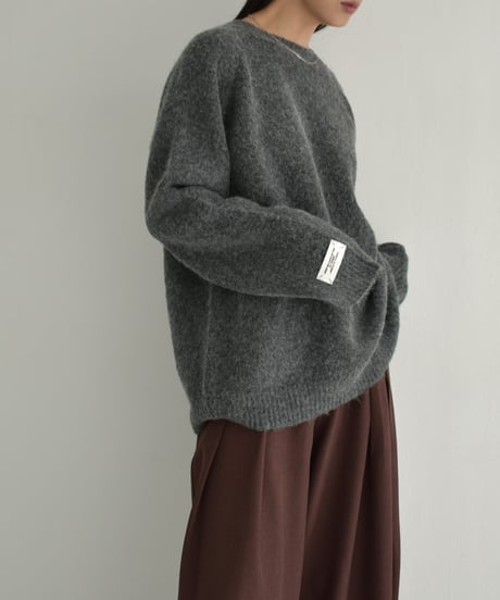 knit-02288　クルーネック ニット プルオーバー　エクリュ　グレー　ダークグレー