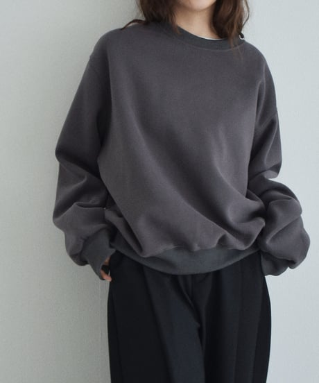 tops-02587　クルーネック プルオーバー　オートミール　ベージュ　チャコール