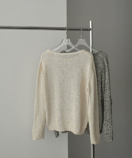 knit-02341　ローゲージ ルーズニット　エクリュ　ブラック