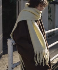 muffler-02022　ボリューム フリンジ マフラー　エクリュ　ブルー　ブラック　クリーム　グレー