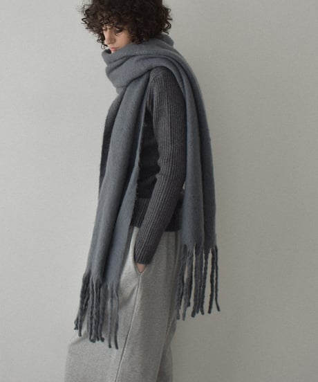 knit-02358　リブ ハイネック ニット トップス　オフホワイト　アイスブルー　グレー　ブラウン　ブラック