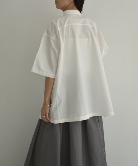 tops-02404　オーバーサイズ プルオーバーシャツ　ホワイト　ミント