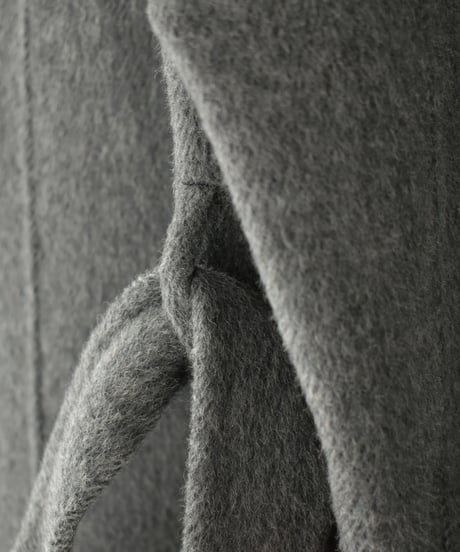 coat-02054　シャギー ウールコート　リバー仕立て　グレー　ブラック