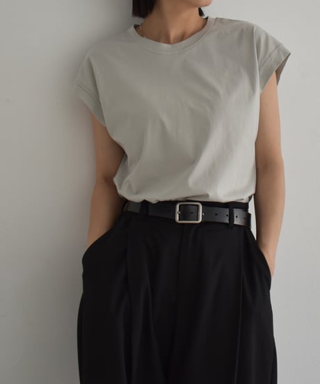 nh-tops-02554　サイドスリット ノースリーブ トップス　ホワイト　グレー　ダークネイビー