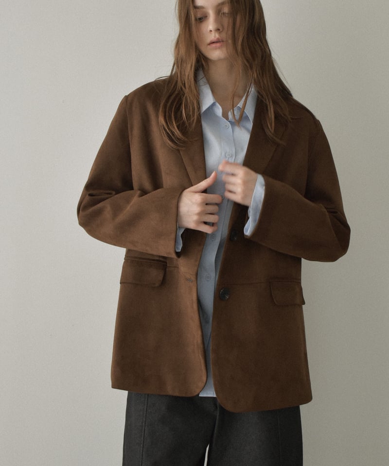 jacket-02021 フェイクスエード テーラード ジャケット キャメル