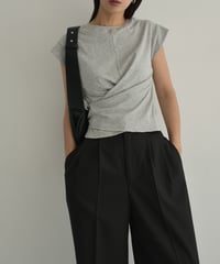 nh-tops-02500　ツイストデザインTシャツ　ホワイト　グレー　ブラック