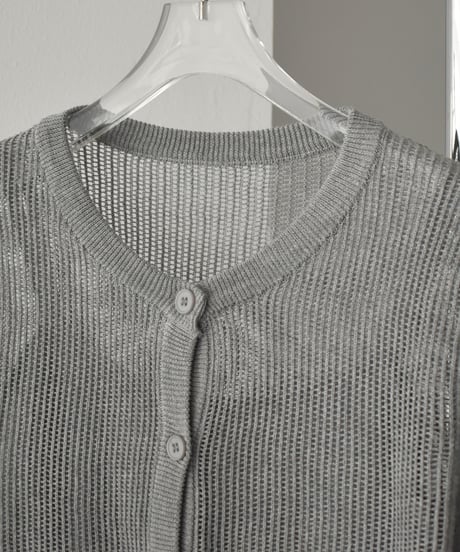 knit-02320　キャミソール付き コンパクト メッシュ カーディガン　エクリュ　グレー　ターコイズ