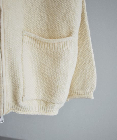 knit-02400　フロントポケット ジップ ニット カーディガン　アイボリー　グレー　ネイビー