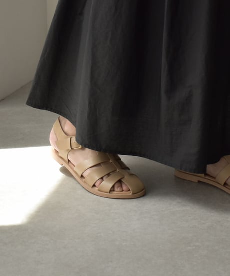 shoes-02158　グルカ ストラップサンダル　ベージュ　ブラック