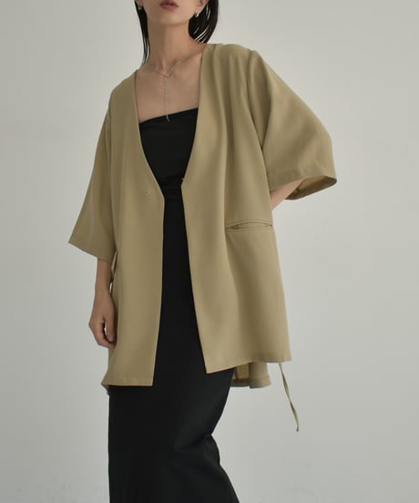 【STUDIO ENUL】jacket-14001　2way オーバーサイズ ジャケット　ベージュ　ブラック