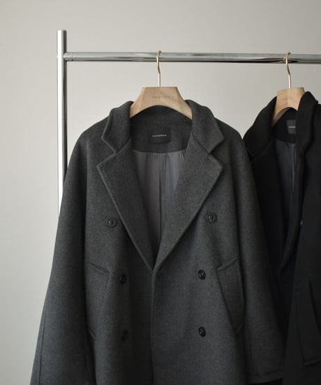 coat-02038　ウールチェスターコート　グレー　ブラック