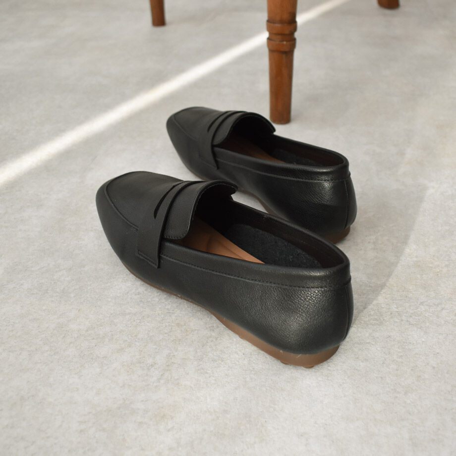shoes-02146 クッション仕様 ローファー エクリュ ブラック | L