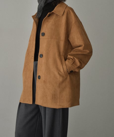 jacket-02024　フェイクスエード ミディアウター　キャメル　ブラウン