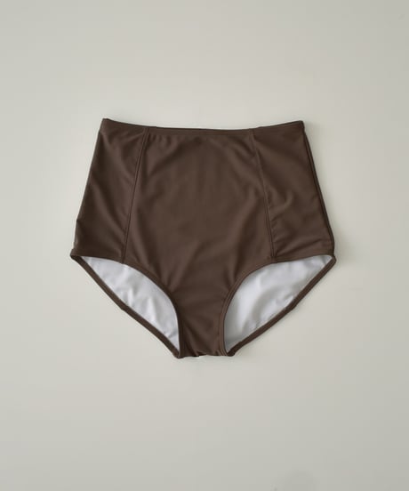 swim-02469　ギャザーデザイン ラッシュガード付き ビキニ  3点セット　ブラウン