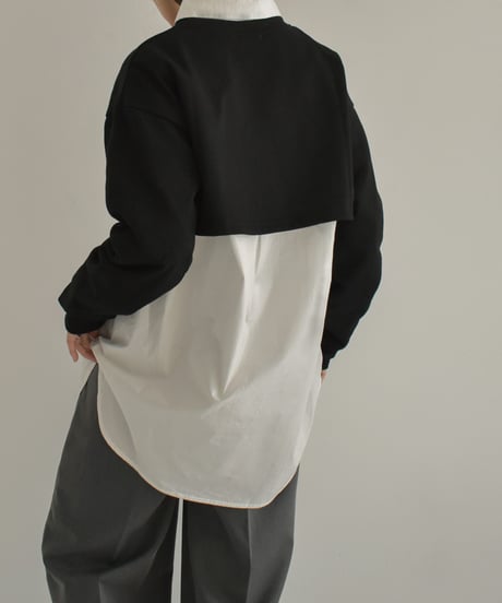 tops-02447　ショートスウェットプルオーバー　ホワイト　ベージュ　チャコール　ブラック