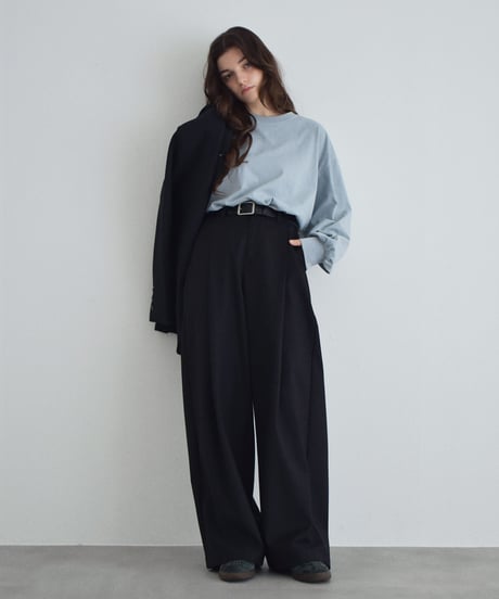 nh-tops-02595　ボリューム スリーブ ロング Tシャツ　ホワイト　ブルー　ブラック