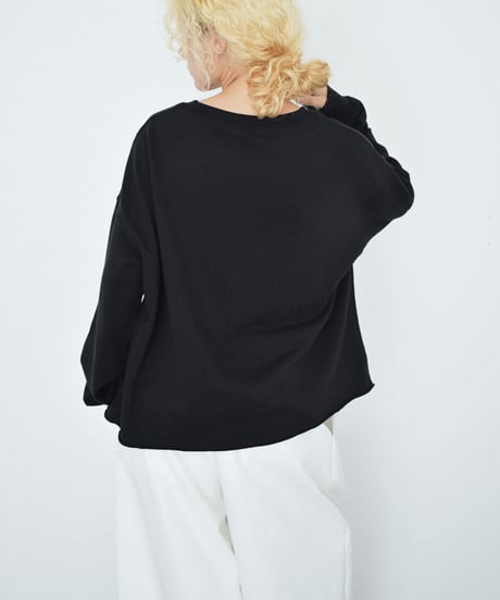 tops-02636　カットオフ スウェット プルオーバー　グレー　ブラック
