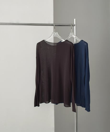 knit-02334　ルーズ シアーニット　ブラウン　ネイビー