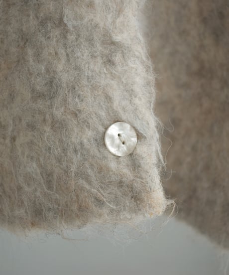 knit-02303　ヘアリー シャギーニット カーディガン　エクリュ
