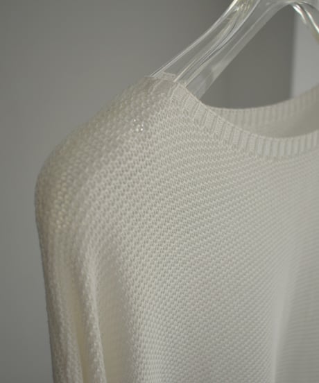 knit-02278　ボートネック メッシュ ニット　ホワイト　ブラック
