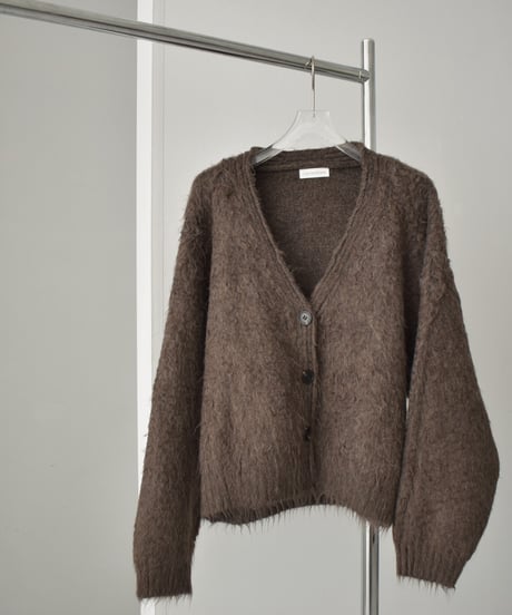 knit-02280　ヘアリー ニット カーディガン　グレー　ブラウン