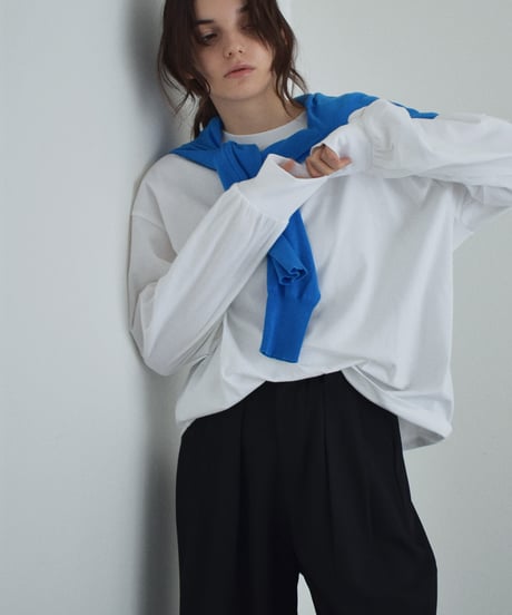 nh-tops-02595　ボリューム スリーブ ロング Tシャツ　ホワイト　ブルー　ブラック