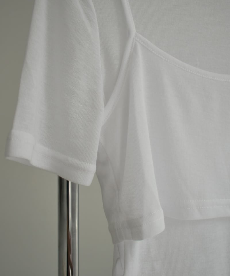 nh-tops-02487 シアー レイヤード トップス ホワイト ブラック | L a v
