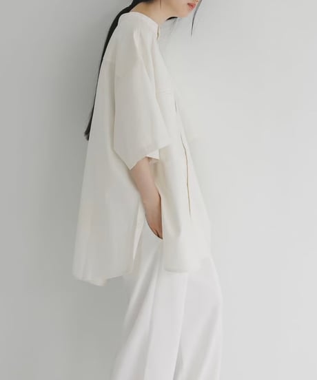 【STUDIO ENUL】 2way band collar shirt　100002