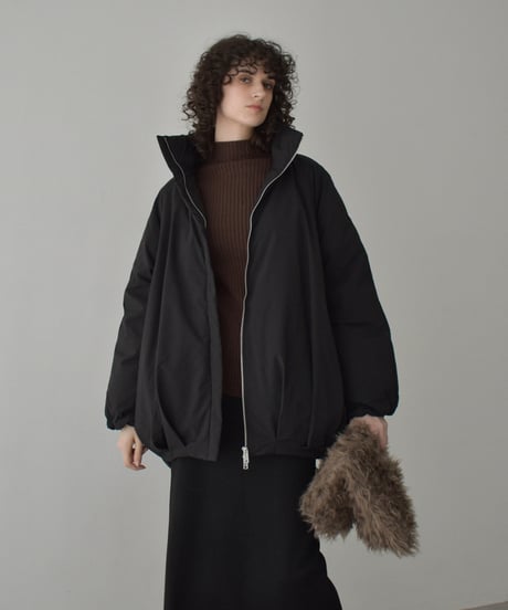 outer-02094　バルーン ミディ ダウン コート　ブラウン　ブラック