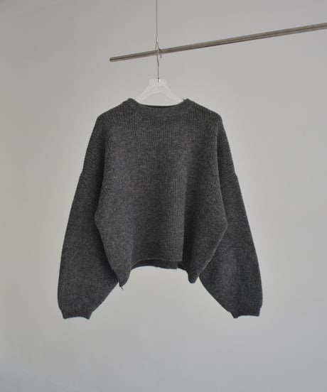 knit-02308　ボリューム スリーブ ニット プルオーバー　オフホワイト　ライトグレー　ダークグレー　ネイビー　ブラック