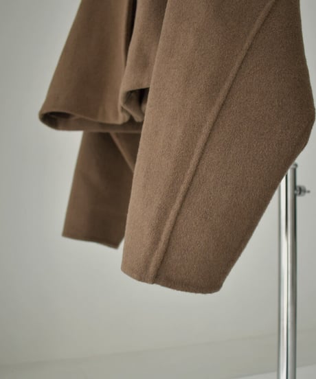 coat-13008　ストール付き　ウール ショートコート　モカ　ブラック