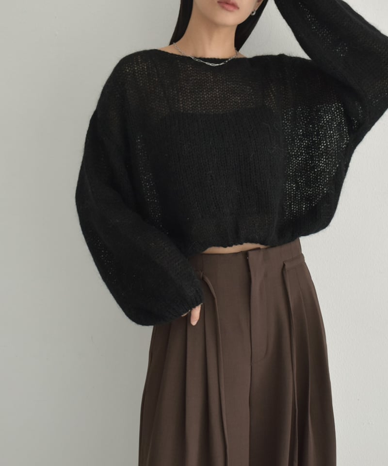 knit-02283 ボリュームスリーブ モヘアニット プルオーバー エクリュ