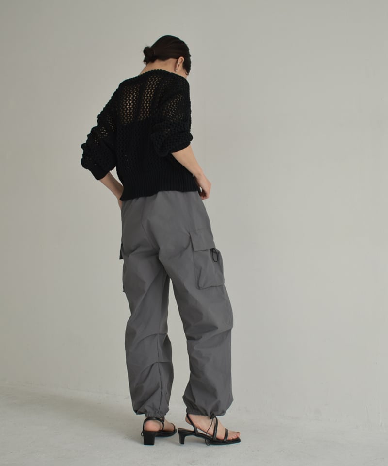 knit-02264 メッシュ ニット カーディガン モカ ブラック | L