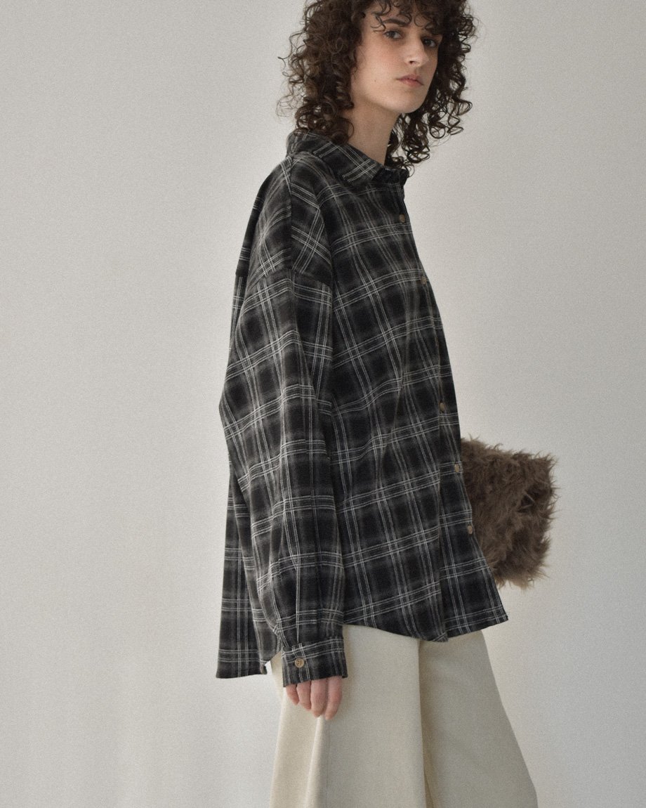 tops-02576 フランネル チェックシャツ ブラウン ブラック | L a v i s