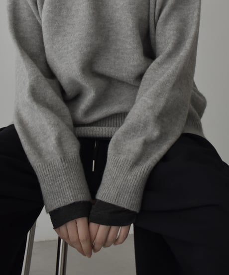 knit-02360　クルーネック ニット プルオーバー　オフホワイト　グレー